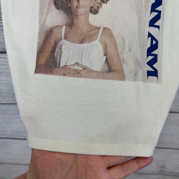 Pan American Women's Cream & Blue Graphic Short Sleeve Tee Size Large - Picture 5 of 6